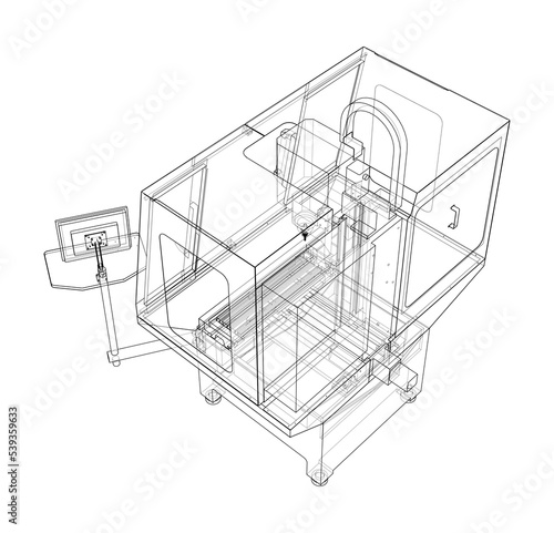 Metalworking CNC milling machine. Vector