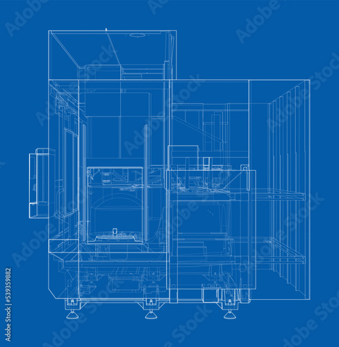 Metalworking CNC milling machine. Vector