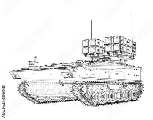 Military track missle system. Vector