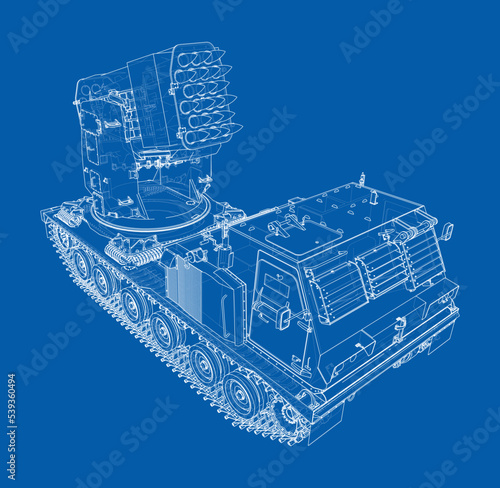 Military track missle system. Vector