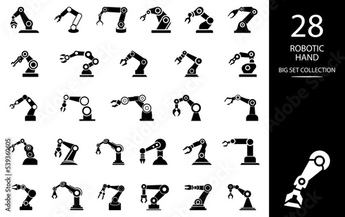 Robotic hand manipulator silhouette symbol icon. Robot limb logo. Robot arm. automation, robot, CNC shape logo.