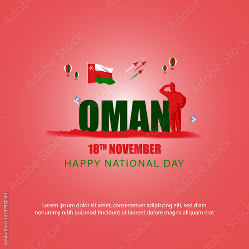 Vector illustration of happy Oman National Day banner