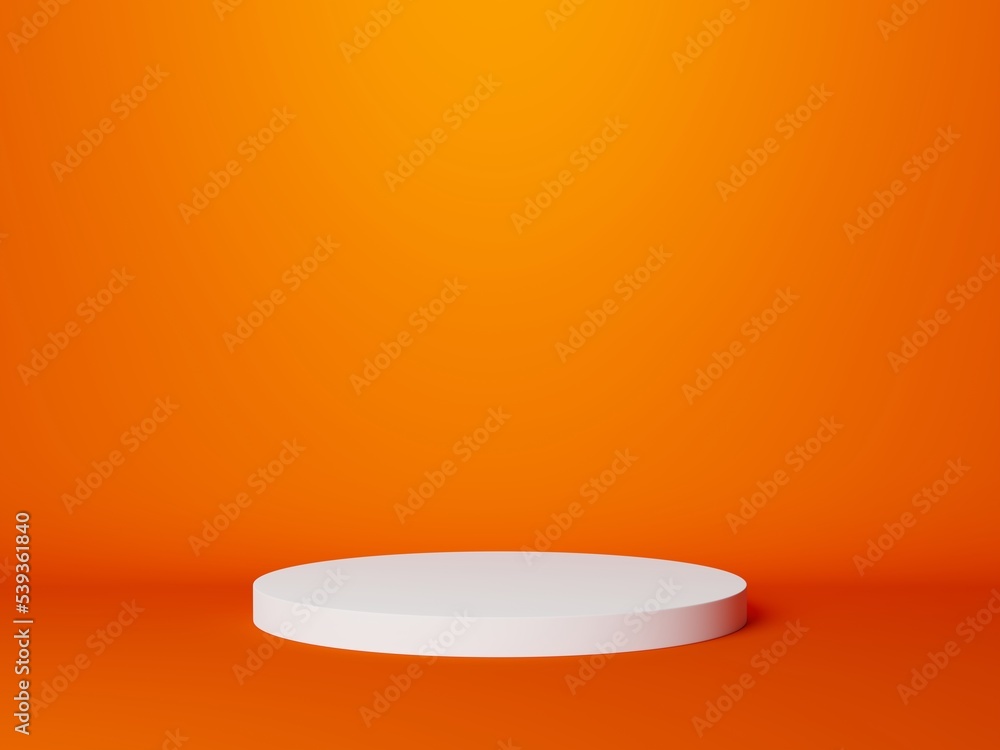 3D Podium. White podium. Orange Background. 3D rendering.
3D Podium. White podium. Orange Background. 3D rendering.