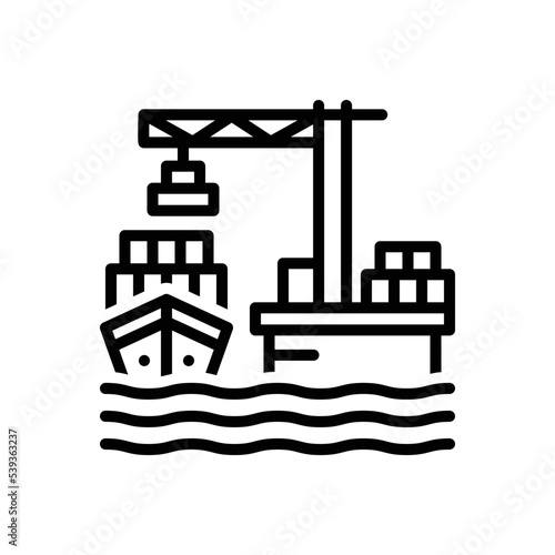 Black line icon for ports