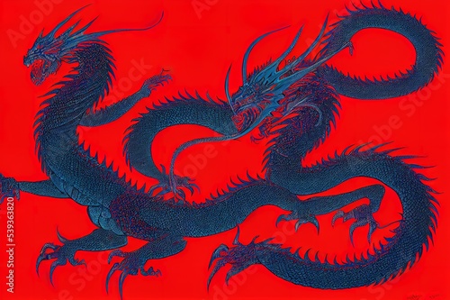 the great red dragon illustration. High quality Illustration