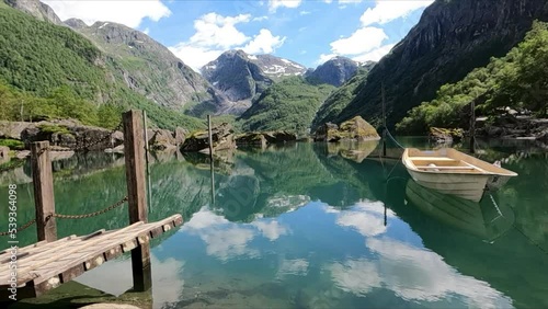 Beautiful mountain lake and landscape, Bondhusvatnet, Norway, photo