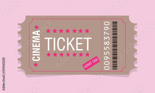 hall theater cinema pass ticket admits one for entertainment show entry star seat vector illustration