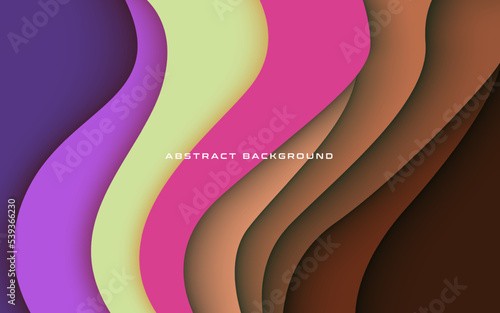 abstract colorful purple, pink, brown papercut wavy overlap layers background. eps10 vector