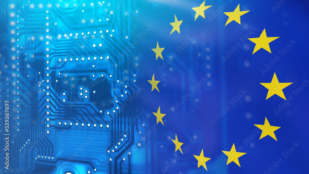 Microelectronics for European Union. European alliance flag in micro board  style. Concept of purchase of microelectronics by countries of European  Union. Microelectronics production in EU. 3d image. Illustration Stock |  Adobe Stock