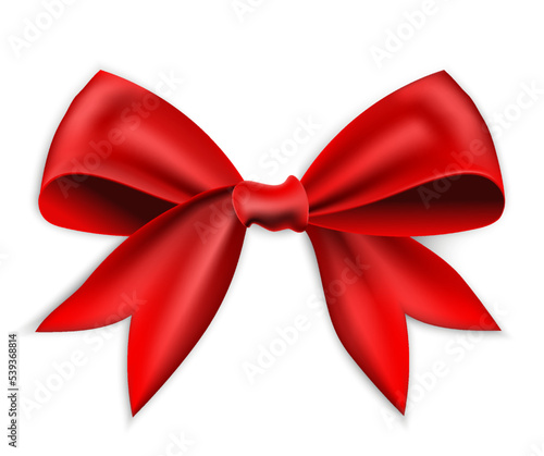 Tied red bow on whtie background. Vector illustration