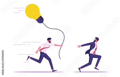 Businessman passing the idea to another person, worker passing a job, task, and idea to another to continue working on it