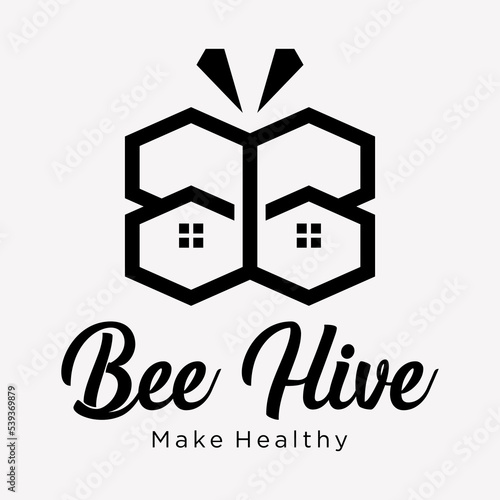 Letter B Monogram. Set Beehive Geometric House Home Honey Healthy Logo Design Vector