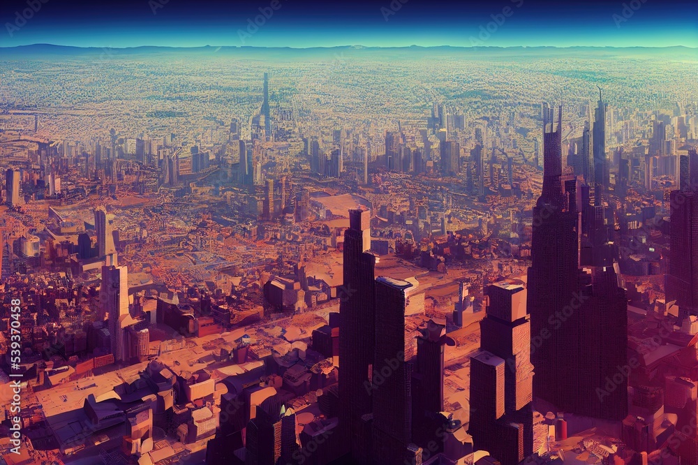 Naklejka premium 3D image render,Aerial view of cityscape background