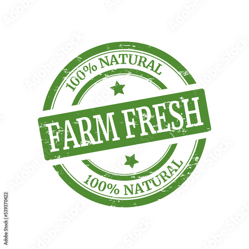 Farm fresh natural stamp, vector illustration isolated on white background