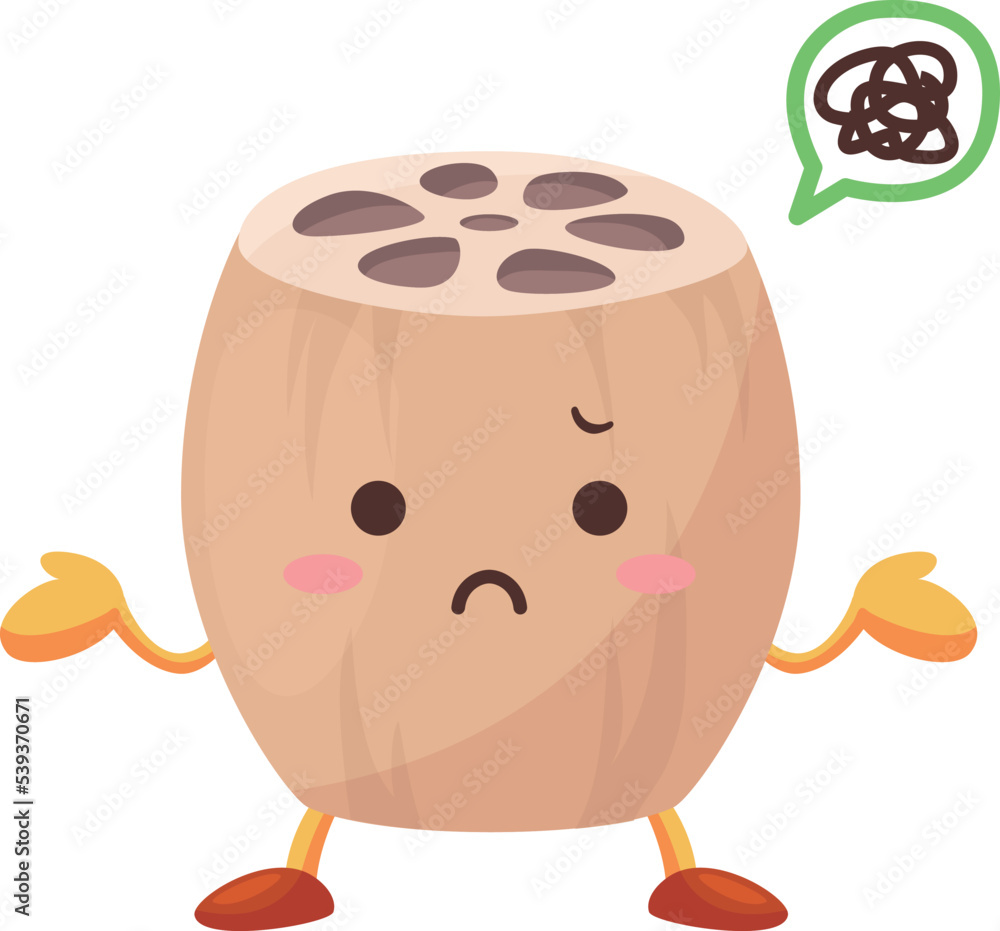 不機嫌なわいいレンコンのキャラクターのイラスト 不機嫌なわいいレンコンのキャラクターのイラスト