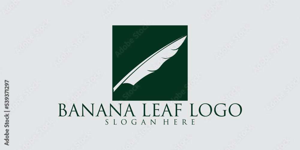Green banana leaf logo ideas. inspiration logo design. template vector