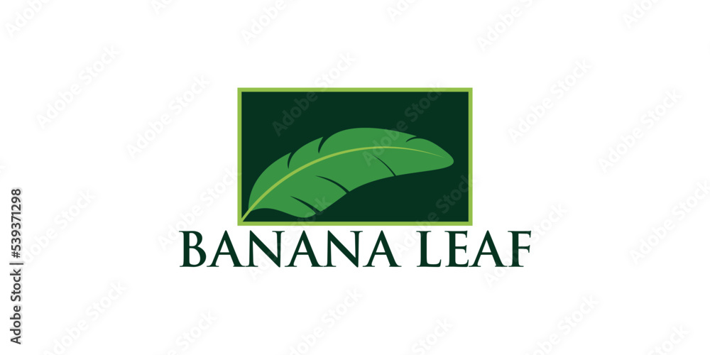 Green banana leaf logo ideas. inspiration logo design. template vector