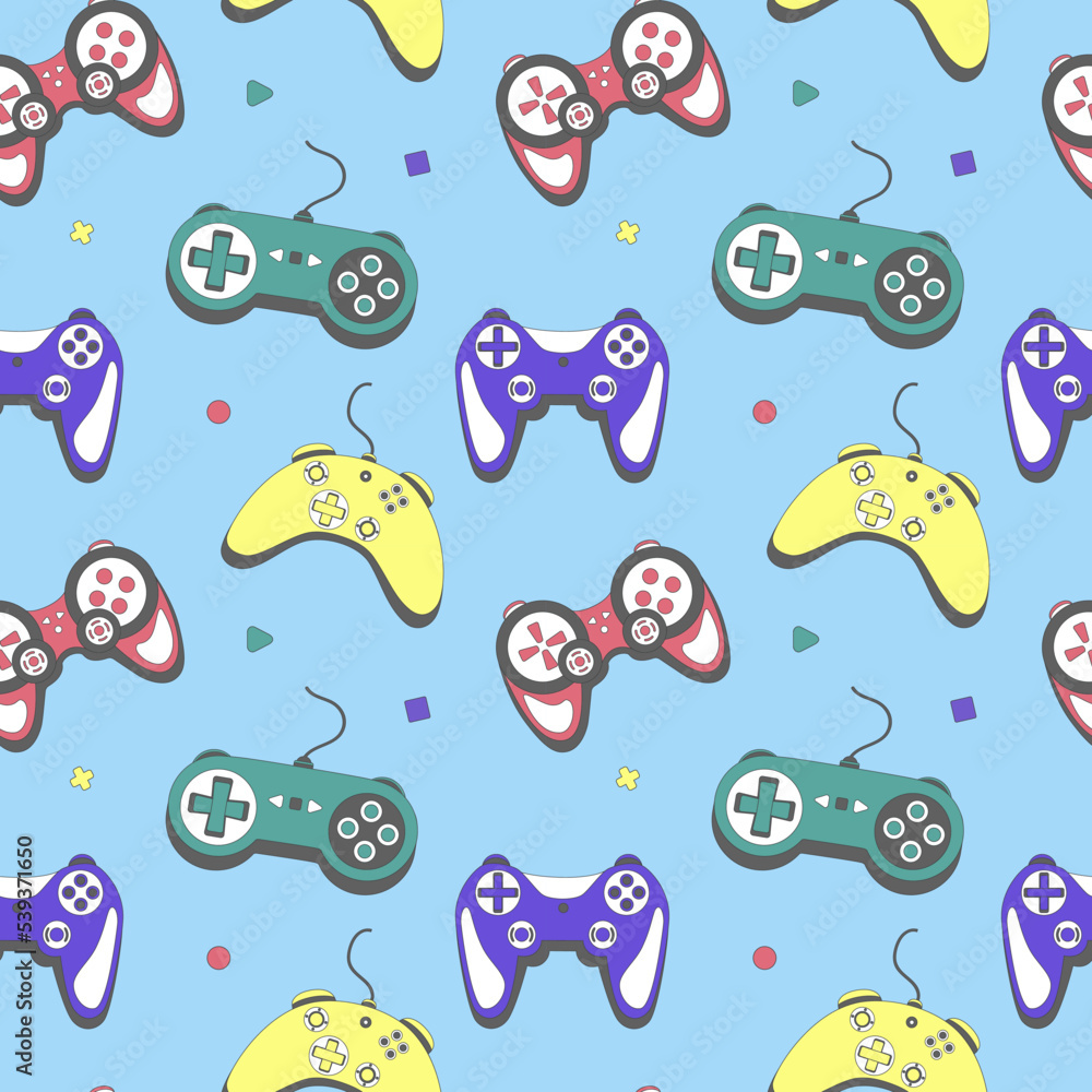 Seamless pattern gamepad in retro style. Game controller vector illustration Seamless pattern gamepad in retro style. Game controller vector illustration