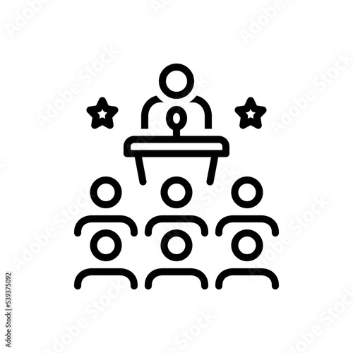Black line icon for seminars