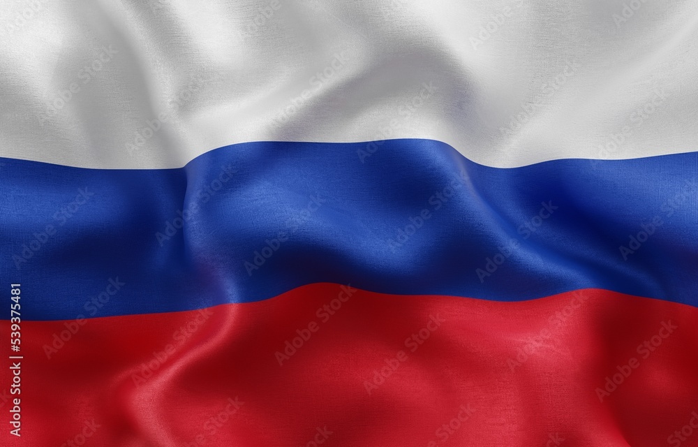 Flag of Russia background, Close-Up waving flag. 3d Rendering Flag of Russia background, Close-Up waving flag. 3d Rendering