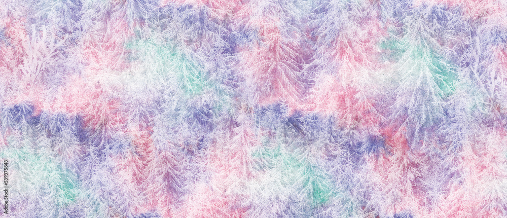 seamless background pattern. coloful snow forest.