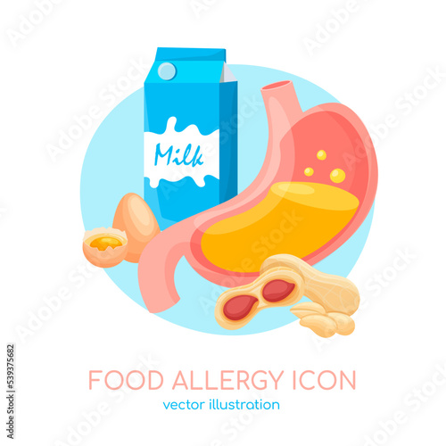 Food allergy icon, pictogram. Editable vector illustration