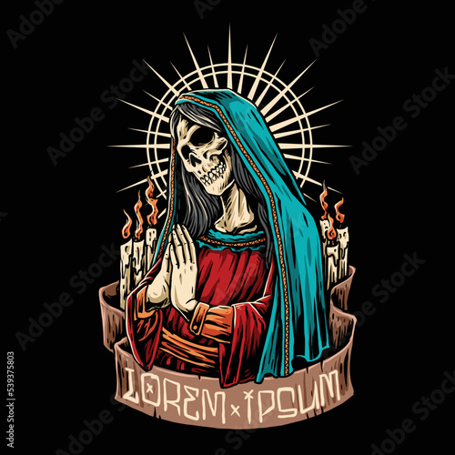 dia de los muertos cloaked skull vector design