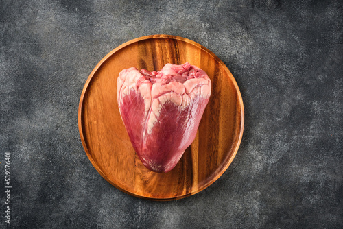 Konstfotografi Beef heart raw offal  meat snack on the table healthy meal ingredient top view