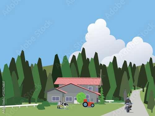 牛の酪農農家風景