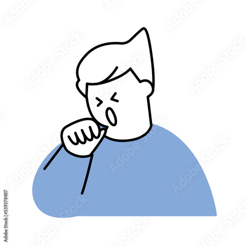 Vector illustration of a person coughing.