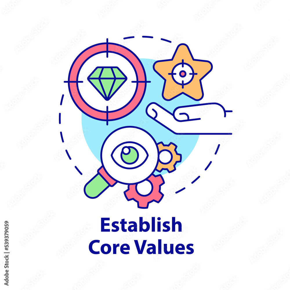 Establish core values concept icon. Provide business transparency abstract idea thin line illustration. Isolated outline drawing Establish core values concept icon. Provide business transparency abstract idea thin line illustration. Isolated outline drawing