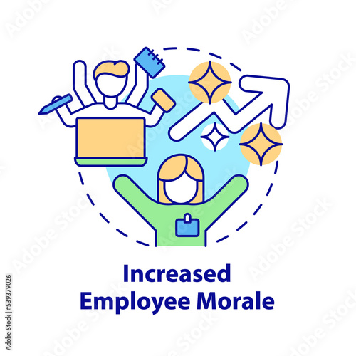 Increased employee morale concept icon. Benefits of business transparency abstract idea thin line illustration. Isolated outline drawing
