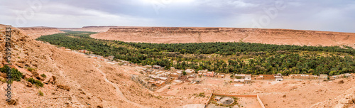 Panoramic view at the Palmetto Oasis in Ziz valley, Morocco
