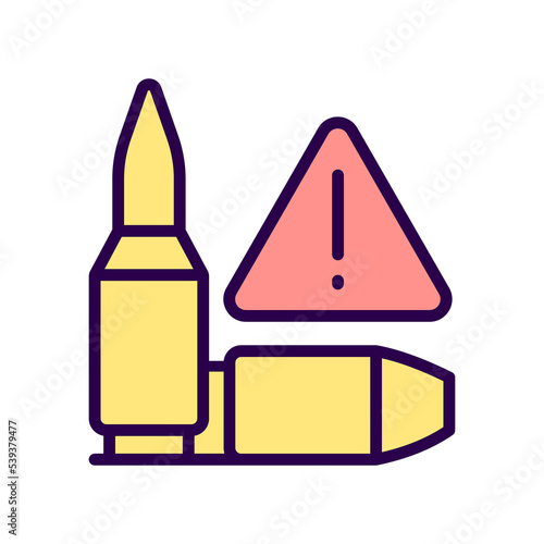 Ammunition smuggling RGB color icon. Gunrunning. Bullets illegal trade. Black market. Isolated raster illustration. Simple filled line drawing