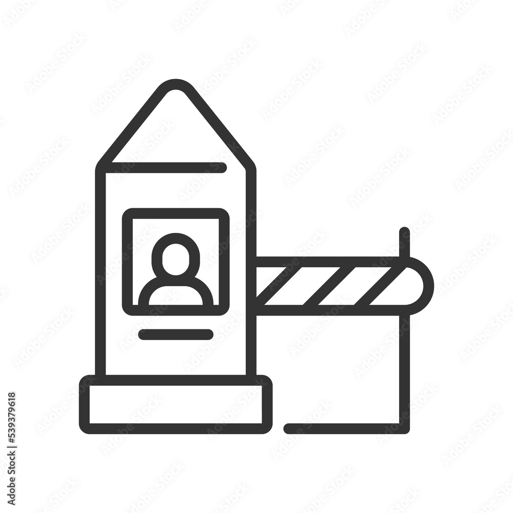Land border checkpoint linear icon. Inspection and control. Thin line customizable illustration. Contour symbol. Raster isolated outline drawing