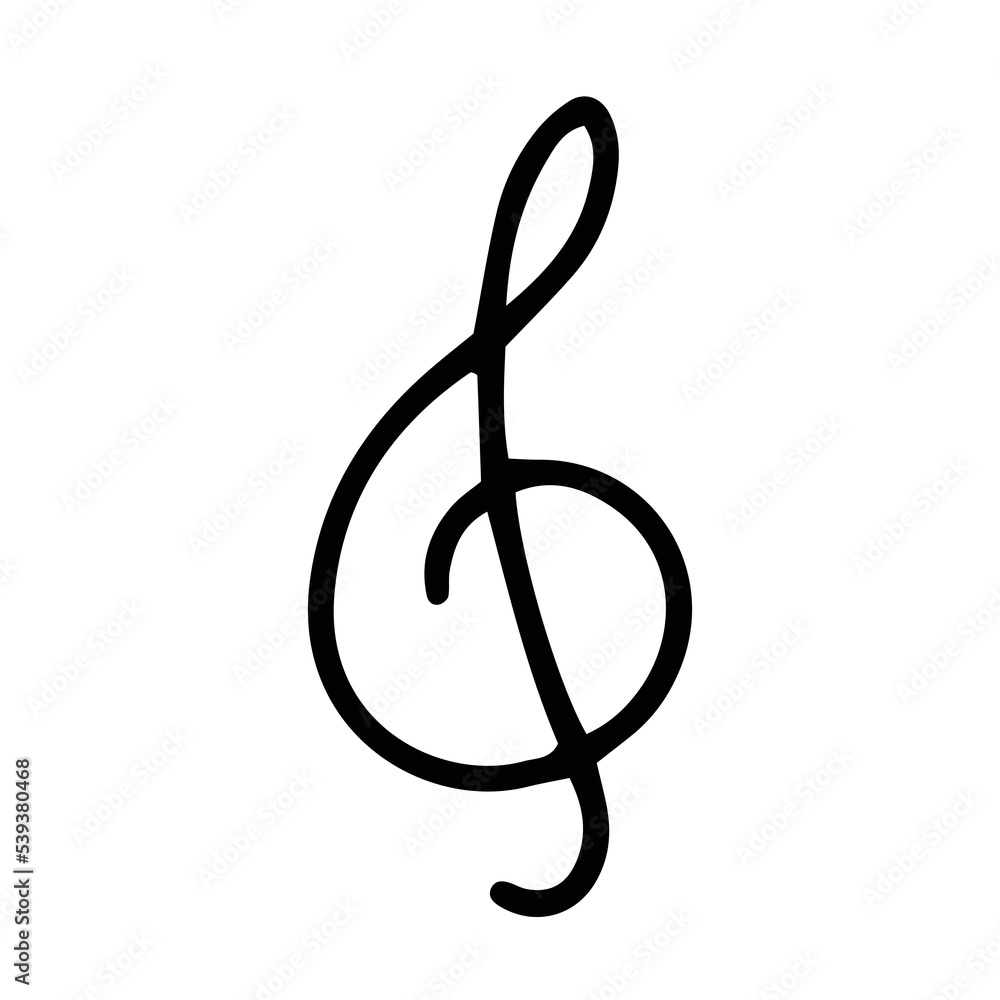 treble clef icon isolated black on white