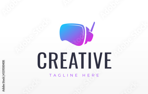 VR Virtual Reality Glasses Modern Logo Design Template