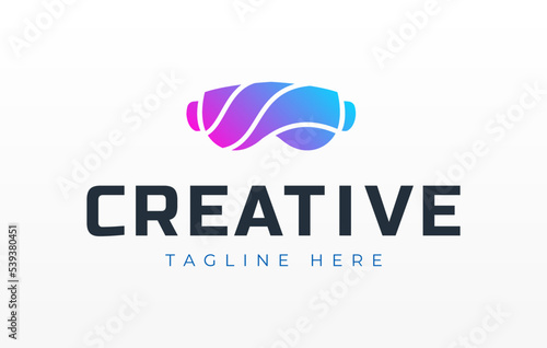VR Virtual Reality Glasses Logo Design Template