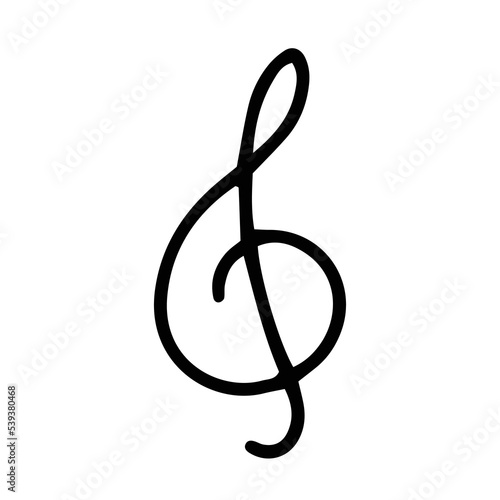treble clef icon isolated black on white
