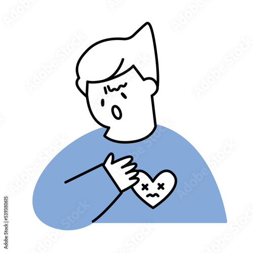Vector illustration of a person having heart palpitations.