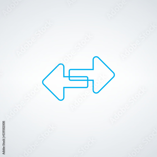 Two arrows in opposite direction in linear style, left-right sign. Stock vector illustration isolated on white background.