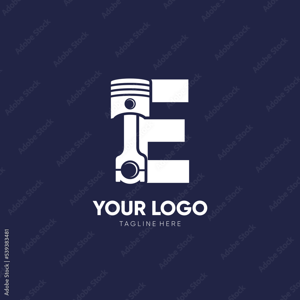Letter E Piston Logo Design Vector Icon Graphic Illustration