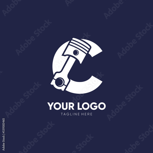 Letter C Piston Logo Design Vector Icon Graphic Illustration