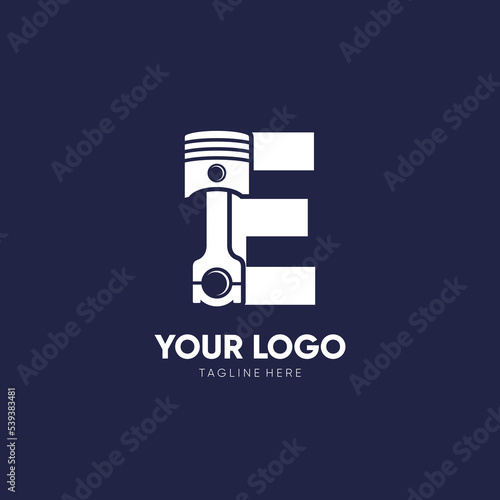 Letter E Piston Logo Design Vector Icon Graphic Illustration