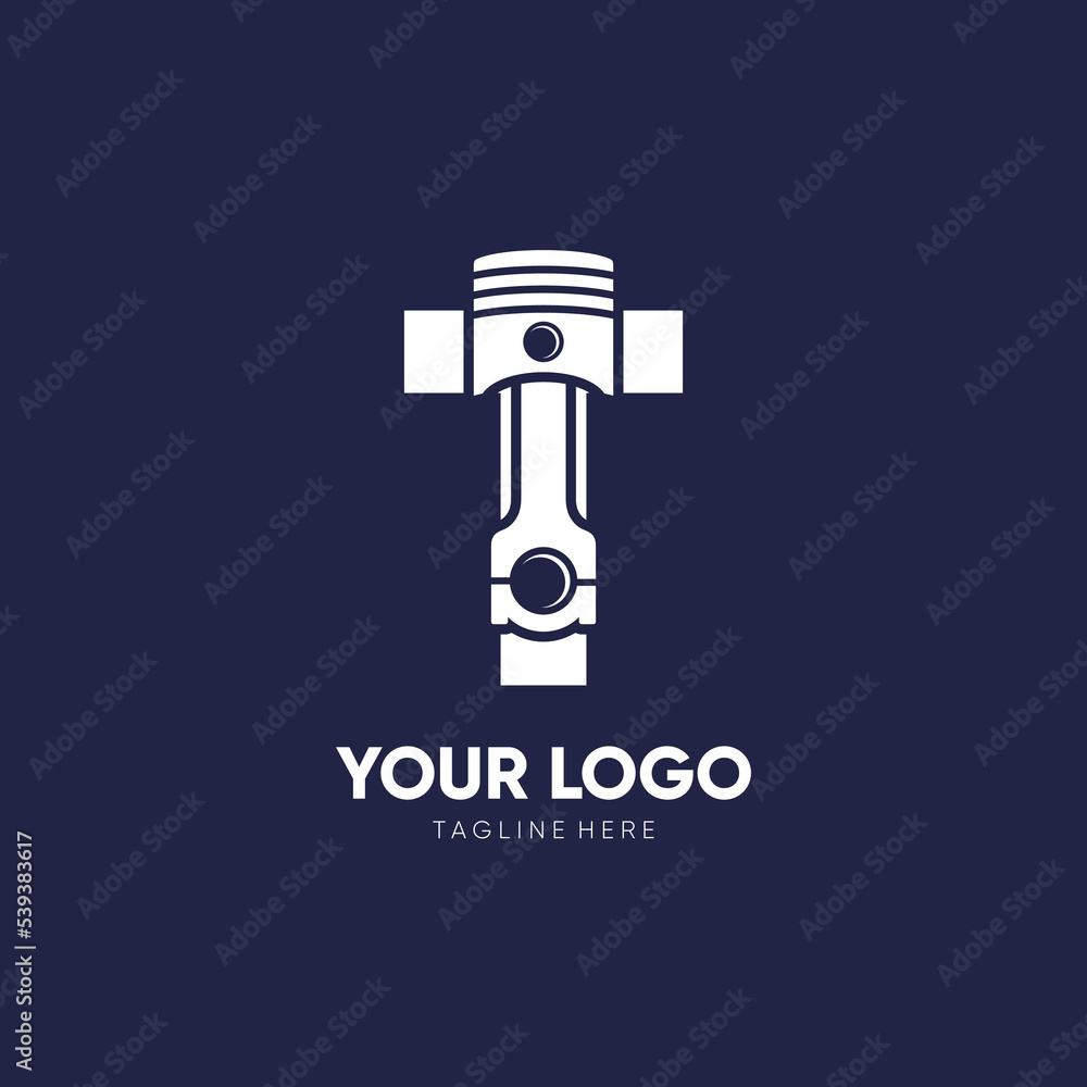 Letter T Piston Logo Design Vector Icon Graphic Illustration