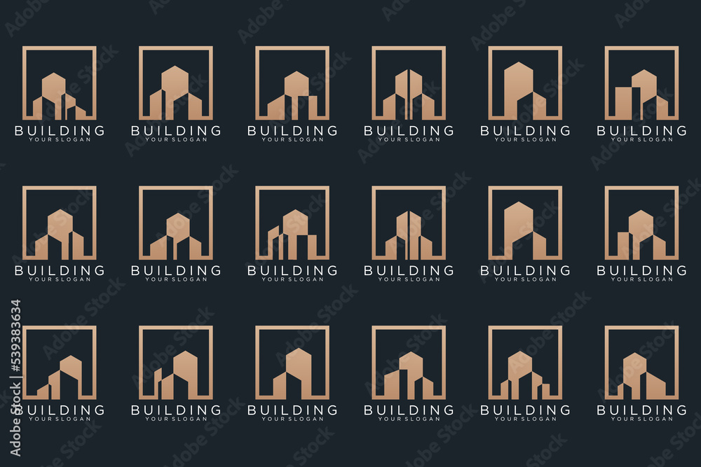 Set of Building, Real Estate, City and Construction logo design inspiration. Set of Building, Real Estate, City and Construction logo design inspiration.