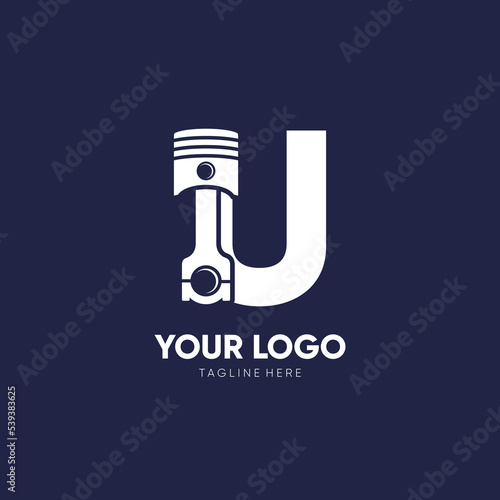 Letter U Piston Logo Design Vector Icon Graphic Illustration