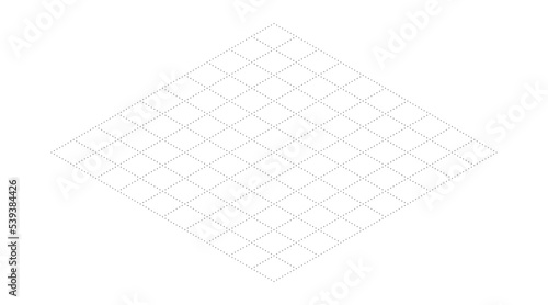 Isometric grid dot line background. Outline isometric template pattern. Hexagon and triangles line plan texture. Vector  on white background.
