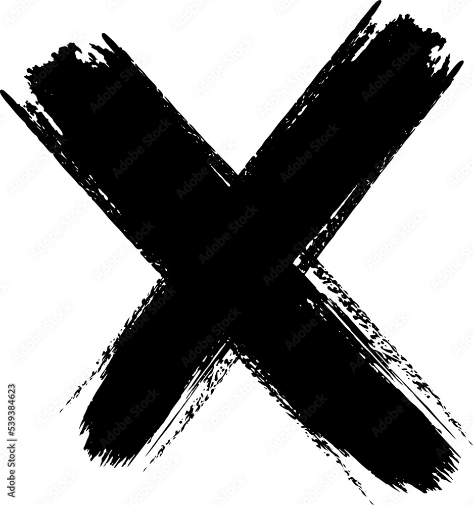 x Black handwritten letters on white background. vector Acrylic black