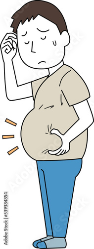 お腹の肉を気にする男性